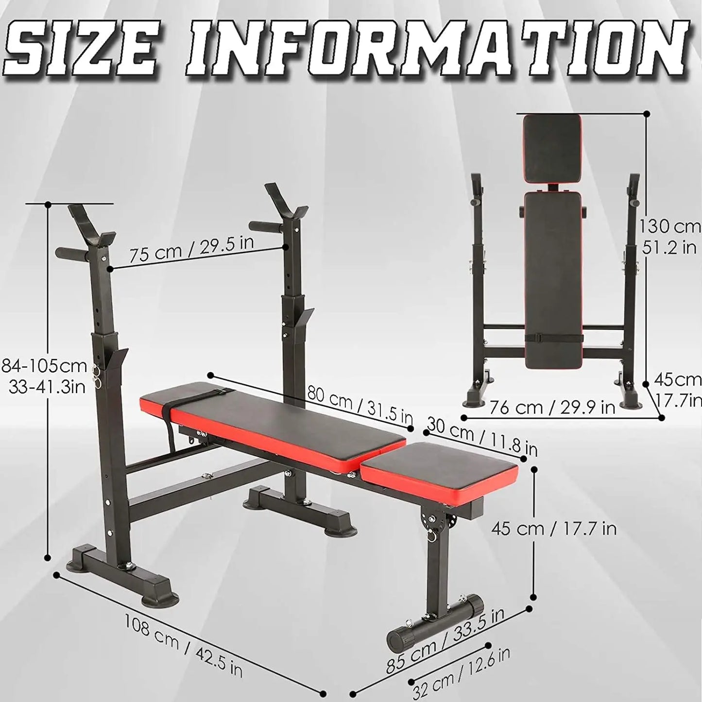 600lbs 6 in 1 Weight Bench Set with Squat Rack Adjustable Workout.
