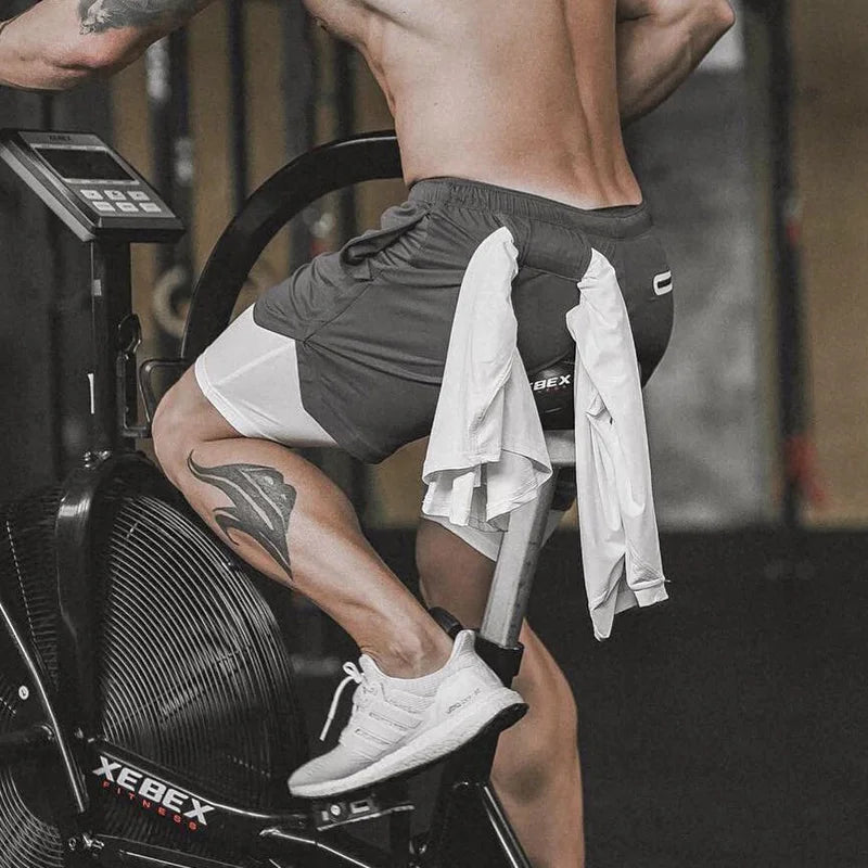 Fitness Workout 2 In 1 Gym Jogging Shorts .