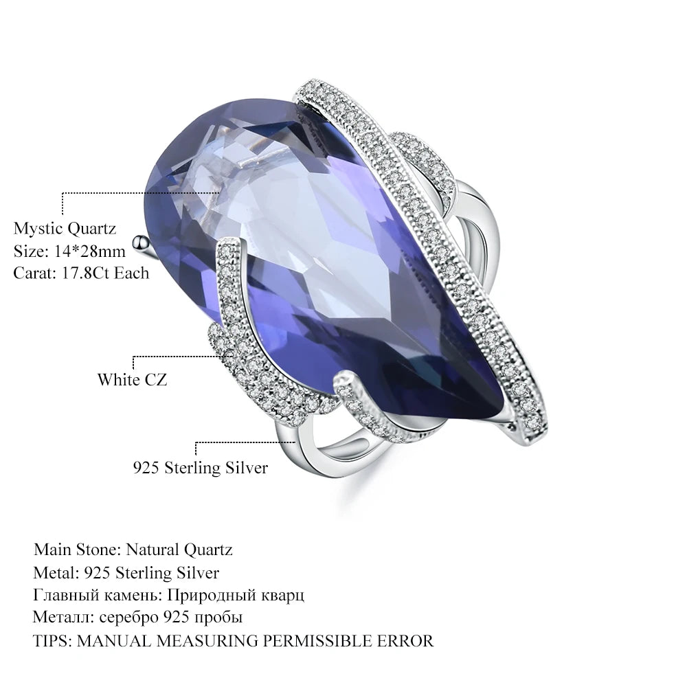 Natural Iolite blue Quartz gemstone ring. (17.8 Ct )