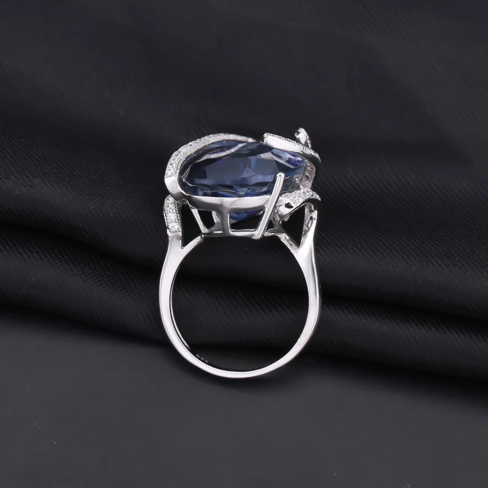 Natural Iolite blue Quartz gemstone ring. (17.8 Ct )