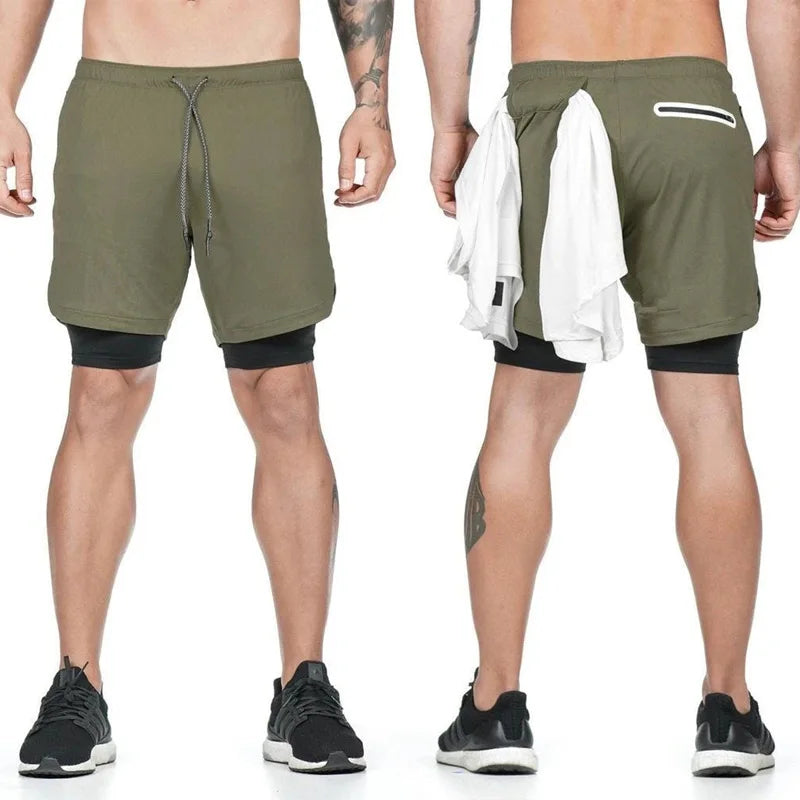 Fitness Workout 2 In 1 Gym Jogging Shorts .