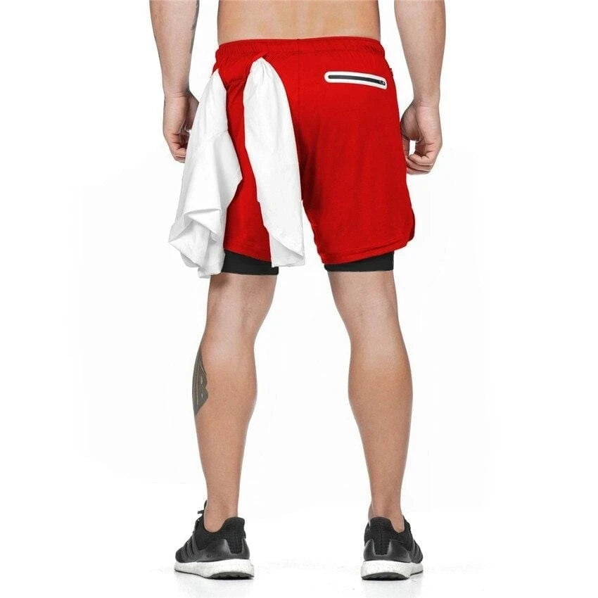 Fitness Workout 2 In 1 Gym Jogging Shorts .