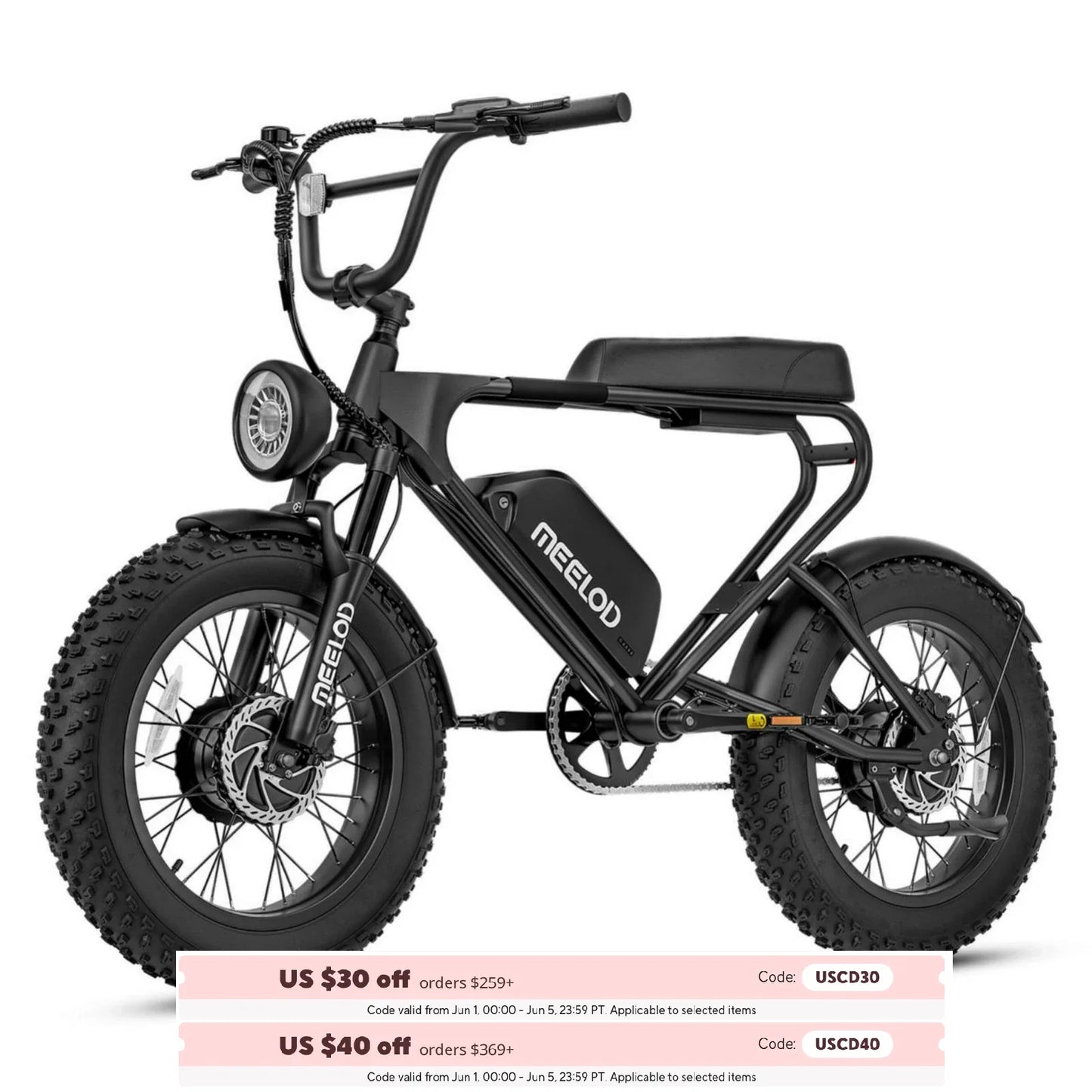 MEELOD DK200 20" Retro Moped Style Electric Bike .