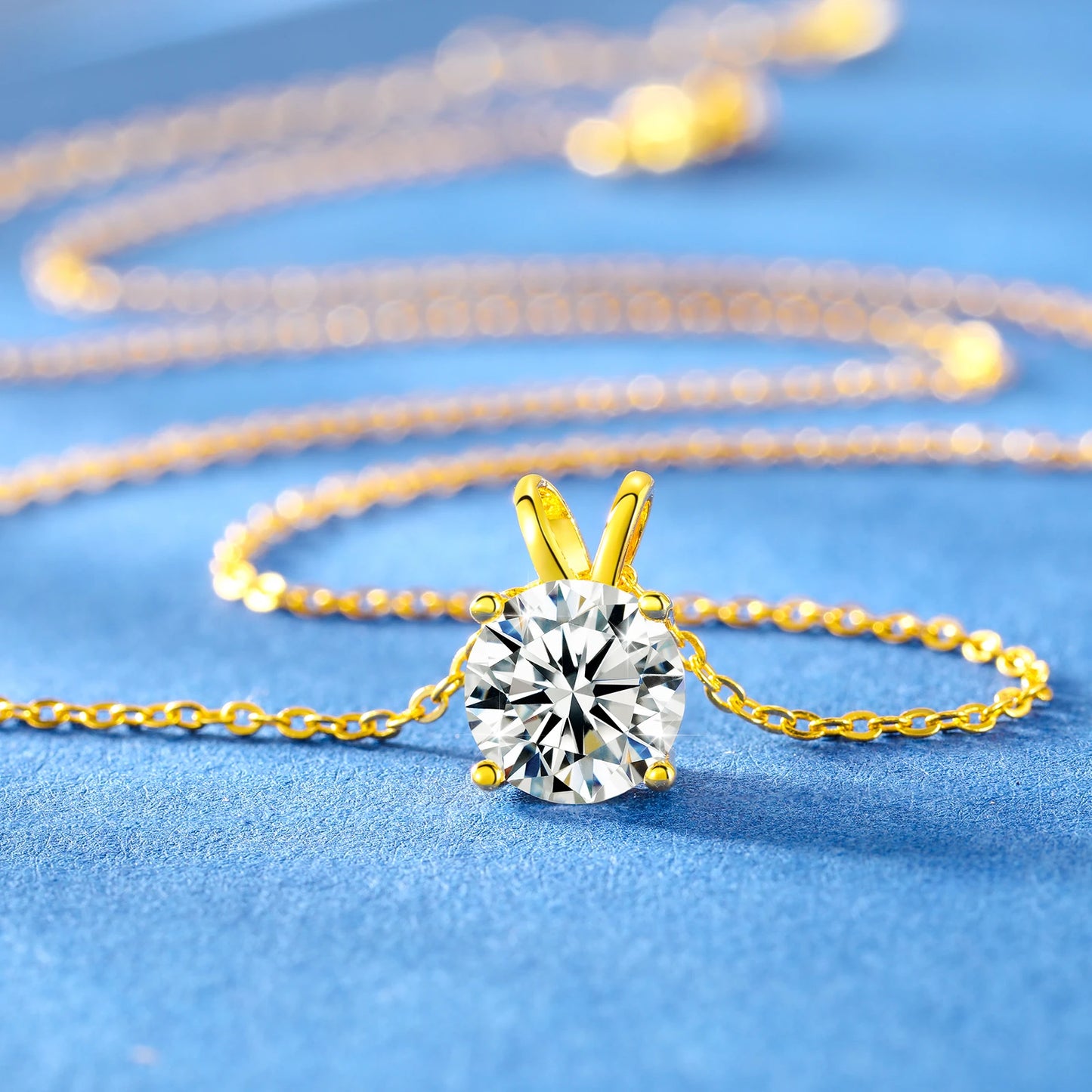Classic 0.1-4 Carat Real Moissanite Pendant With Necklace.