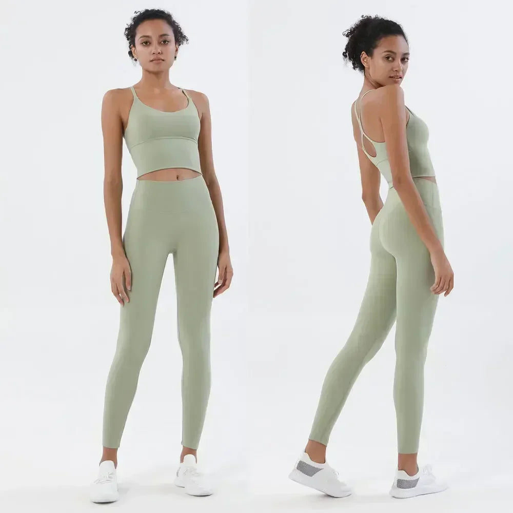 Two piece Outfit , Gym Sports Bra and Leggings For Woman.