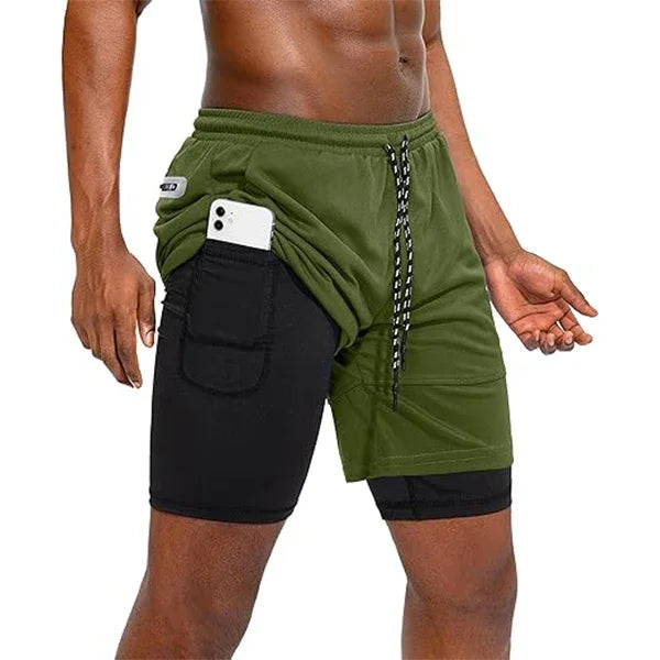 2 In 1 Short Pant Double-deck Training Workout For Men.