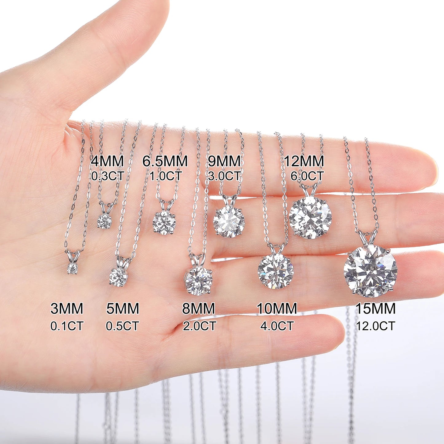 Classic 0.1-4 Carat Real Moissanite Pendant With Necklace.
