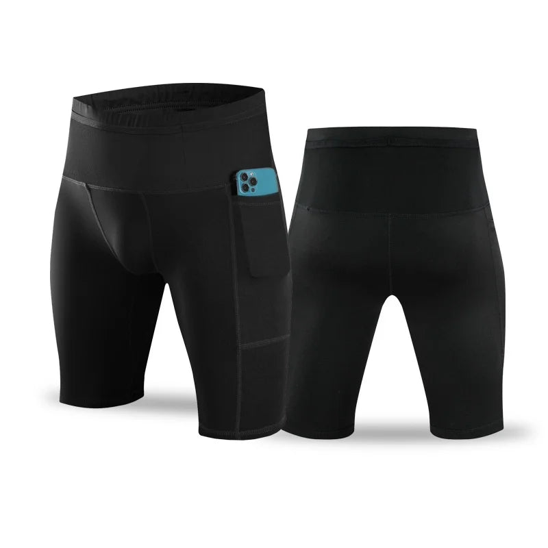 GENDAWAY Men's Compression Marathon Running Shorts with Waist Pack.