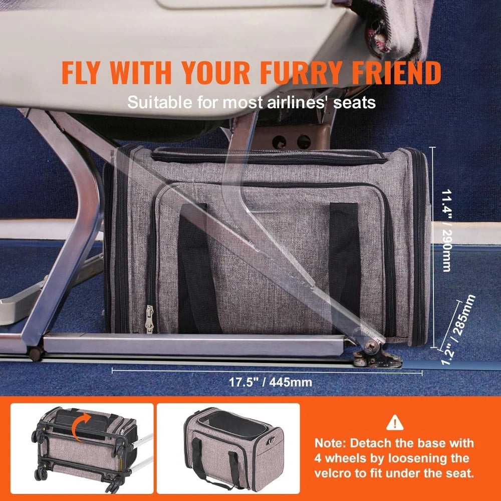 Airline Approved Pet Carrier with Wheels.
