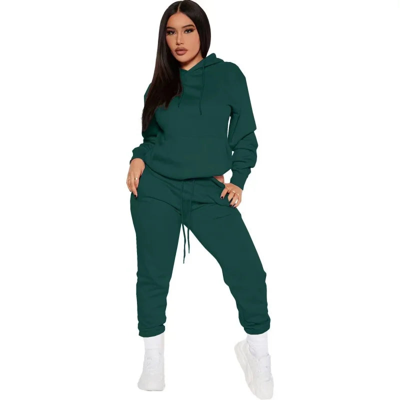 Two Piece Set - Oversized Hoodie Sweatpants & Casual Sweatshirt Trouser.