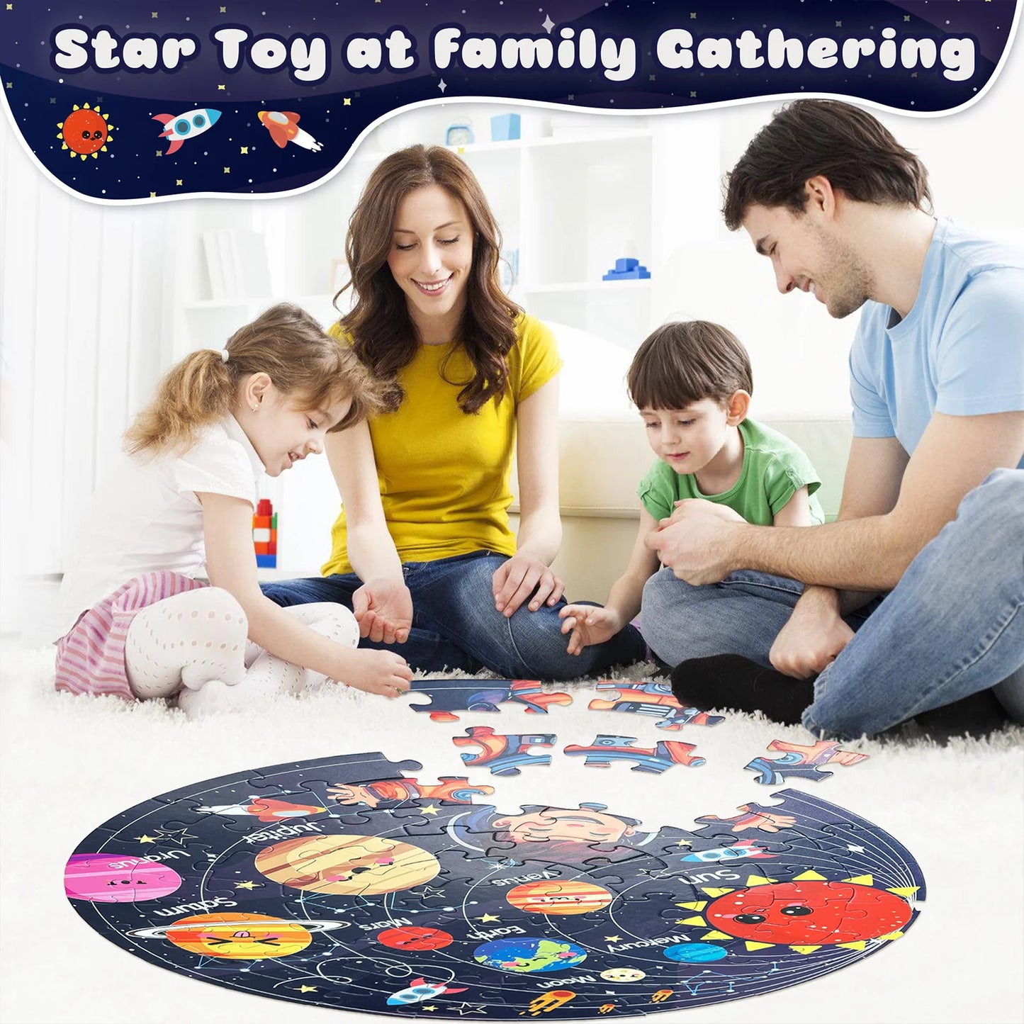 Kids Puzzles with Solar System Planets.