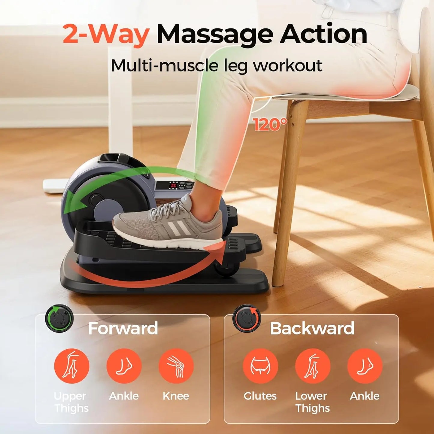 Under Desk Elliptical Exercise Machine With 10 Level Adjustable Resistance & Speeds.