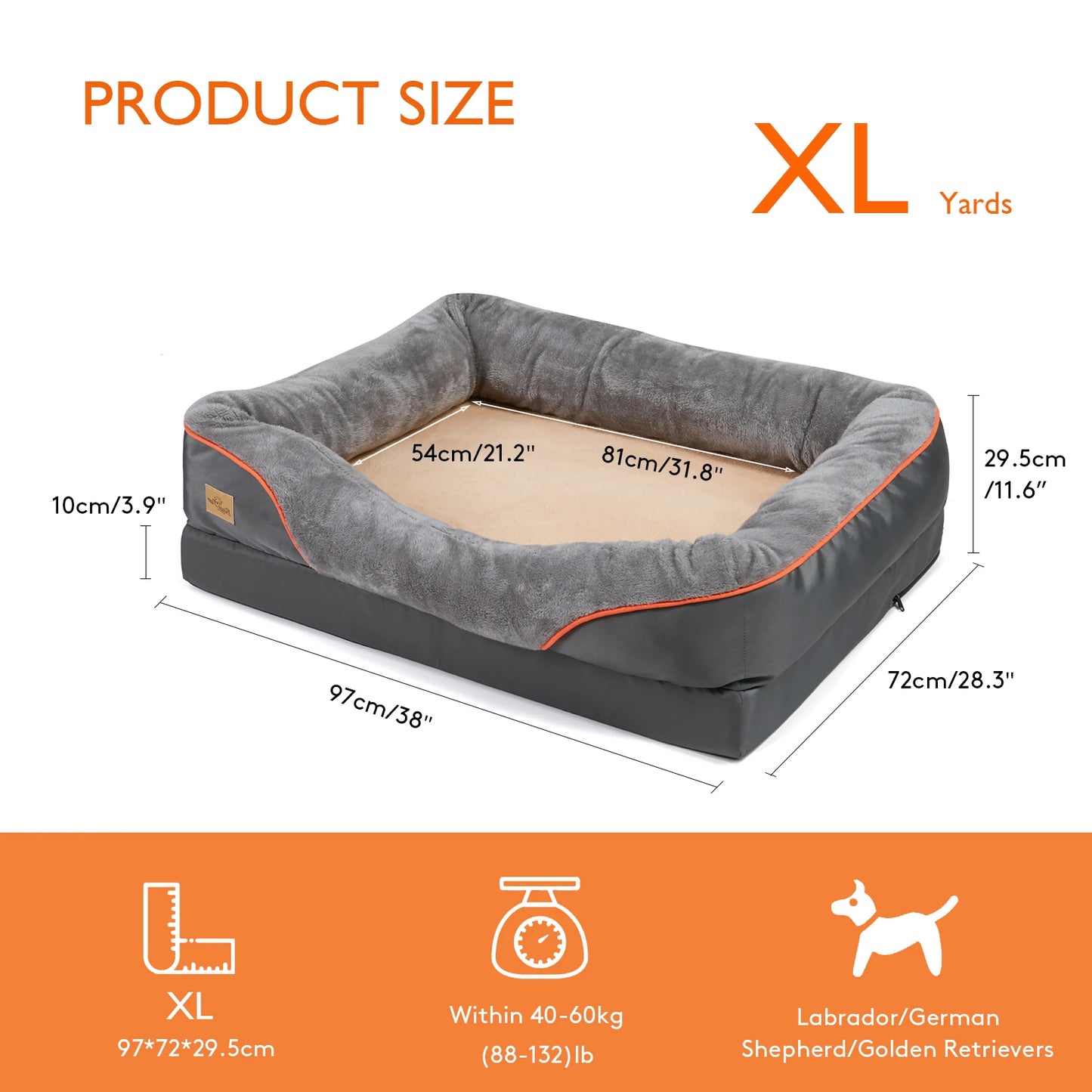 BINGOPAW Soft Removable Washable Cover & Bed For Large Dogs.