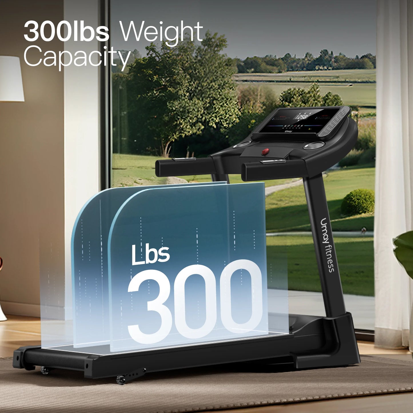 Home Folding Incline Treadmill with Pulse Sensors.