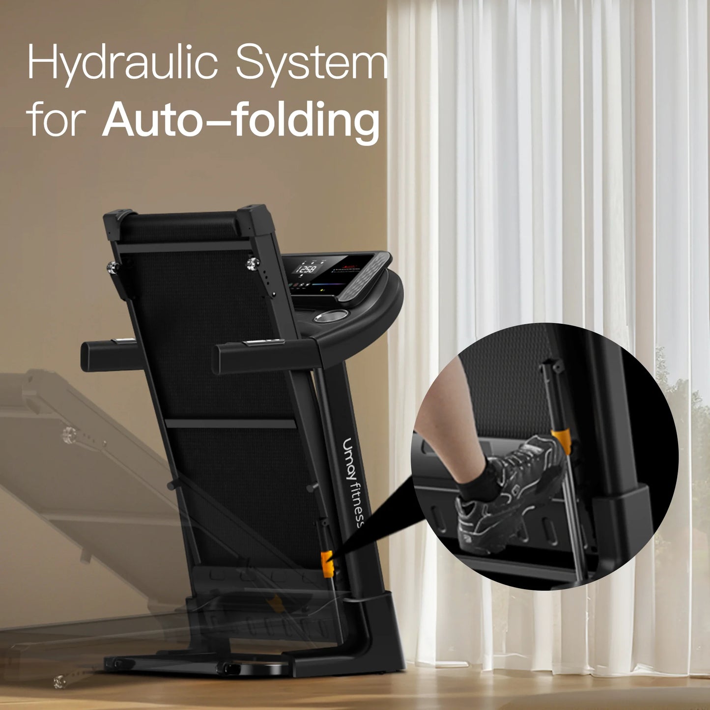 Home Folding Incline Treadmill with Pulse Sensors.