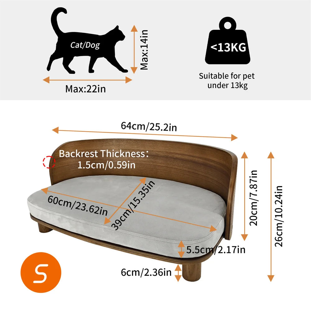 Unique Elevated Wood Sofa with Cushion For Pets.