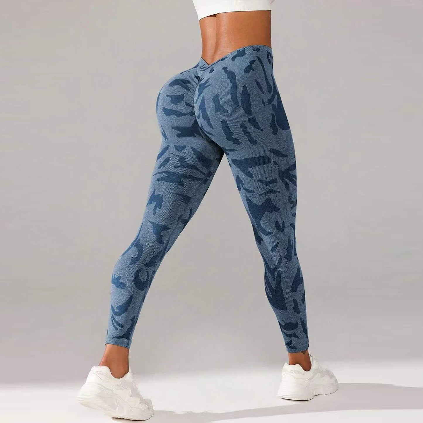 Camouflage V Back Gym Leggings For Women.