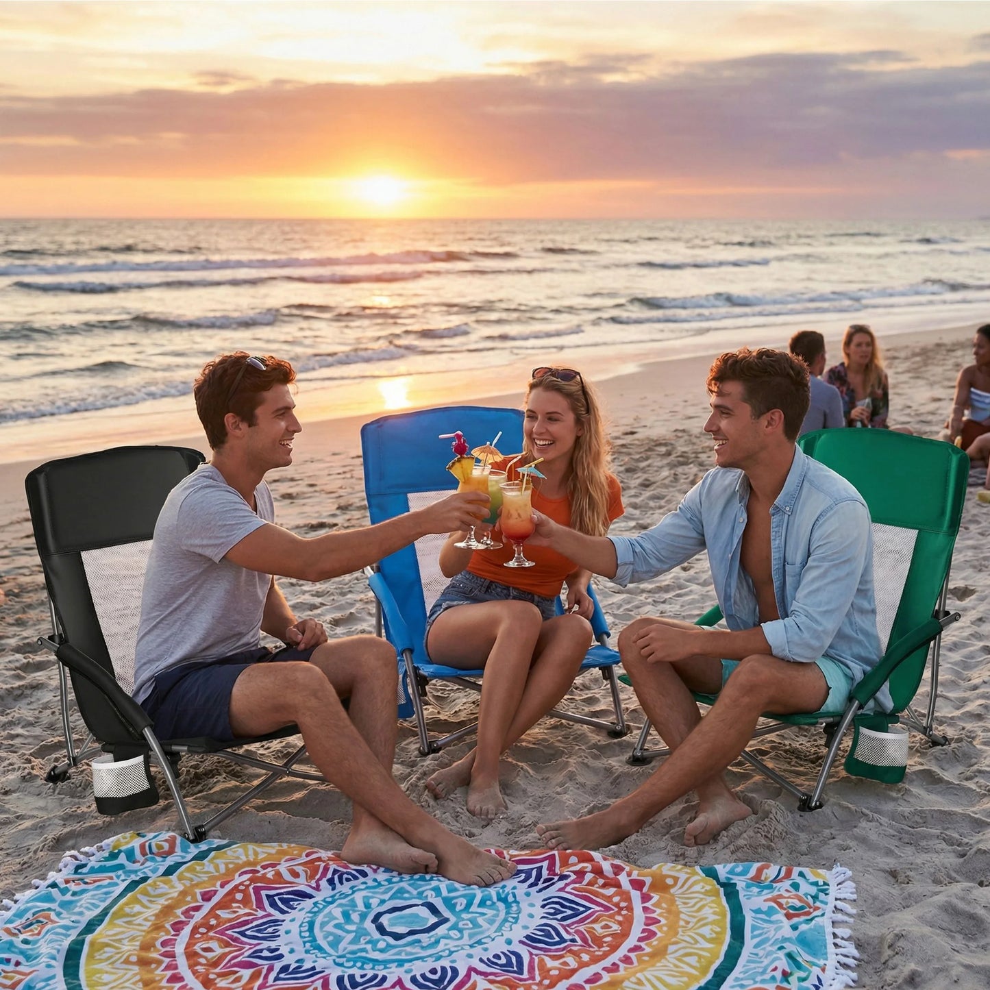 JHK Portable Lightweight Low Camping & Beach Chair.
