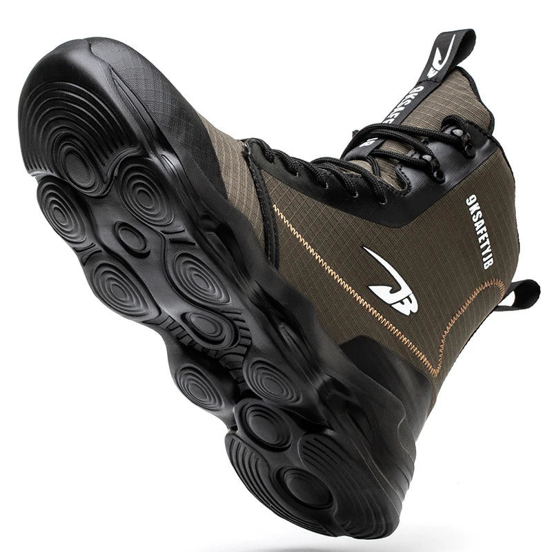 Fashionable breathable anti-smash and anti-puncture safety shoes.