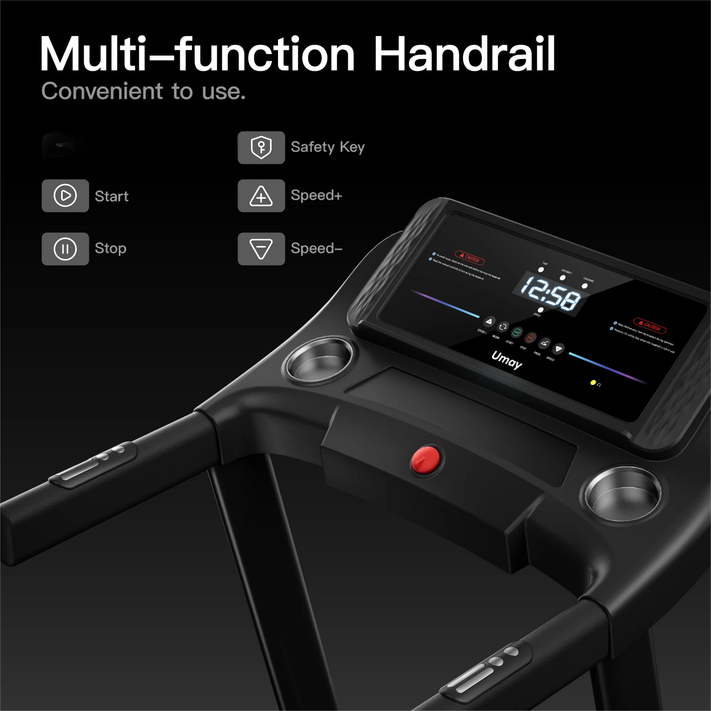 Home Folding Incline Treadmill with Pulse Sensors.
