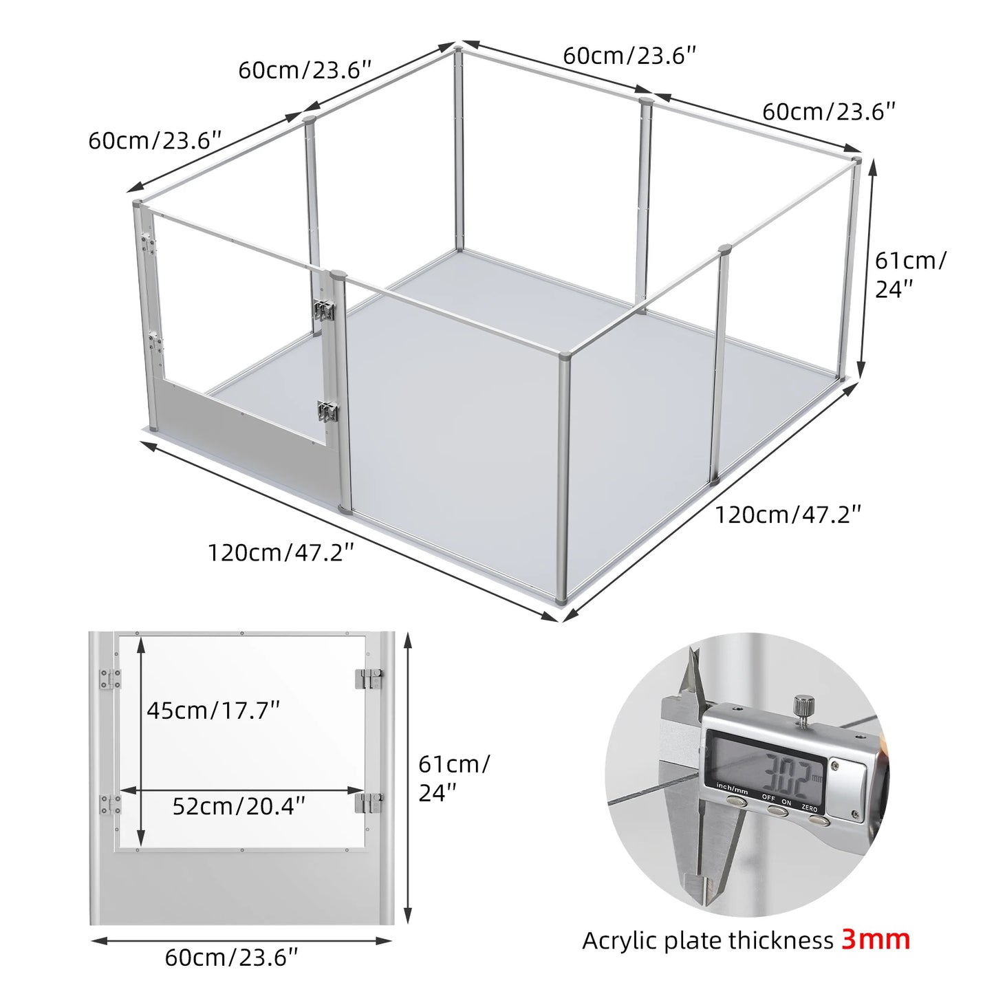 Acrylic Dog Playpen Fence with Waterproof Fertility Pad .