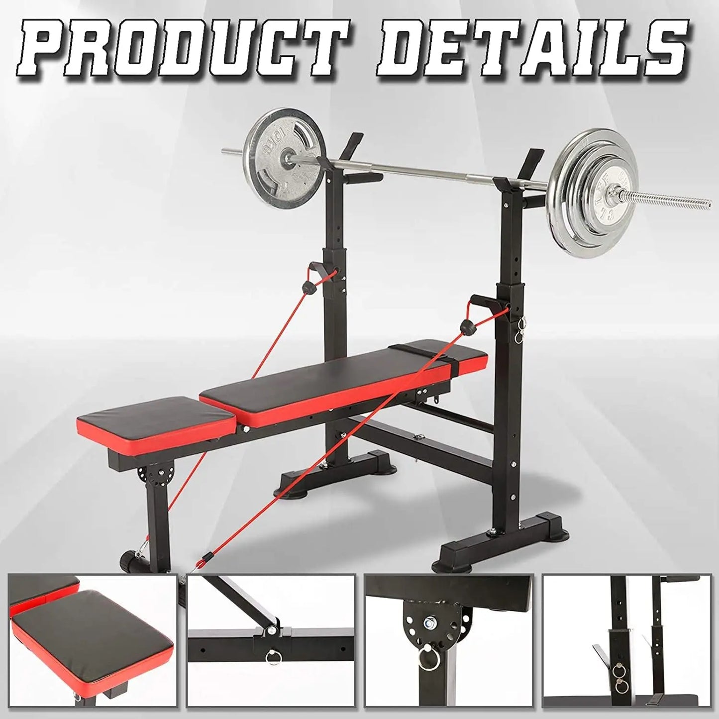 600lbs 6 in 1 Weight Bench Set with Squat Rack Adjustable Workout.