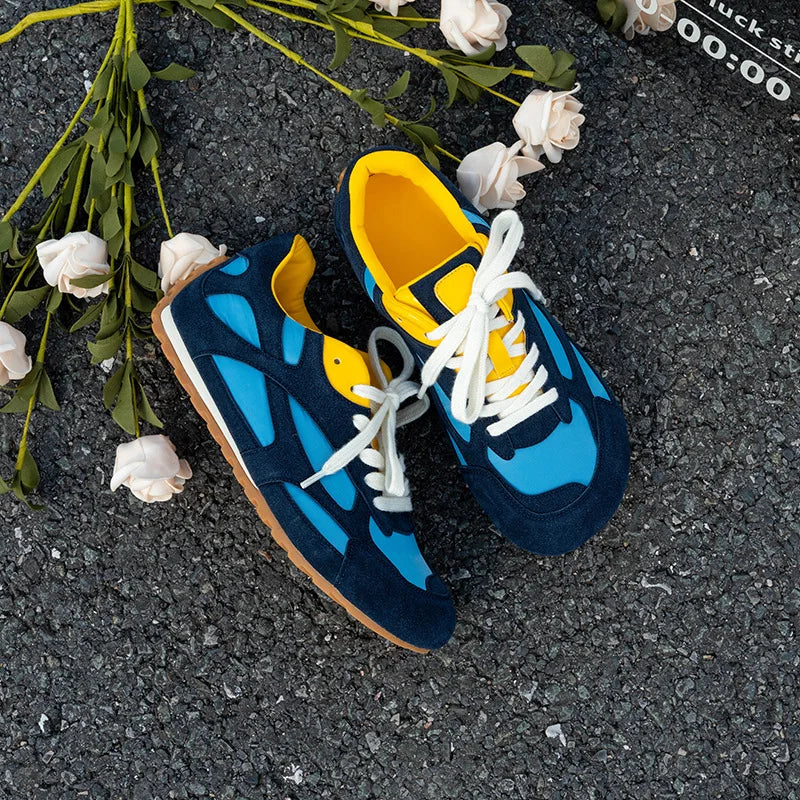 Genuine Leather Retro Training Sneakers For  Women & Men.