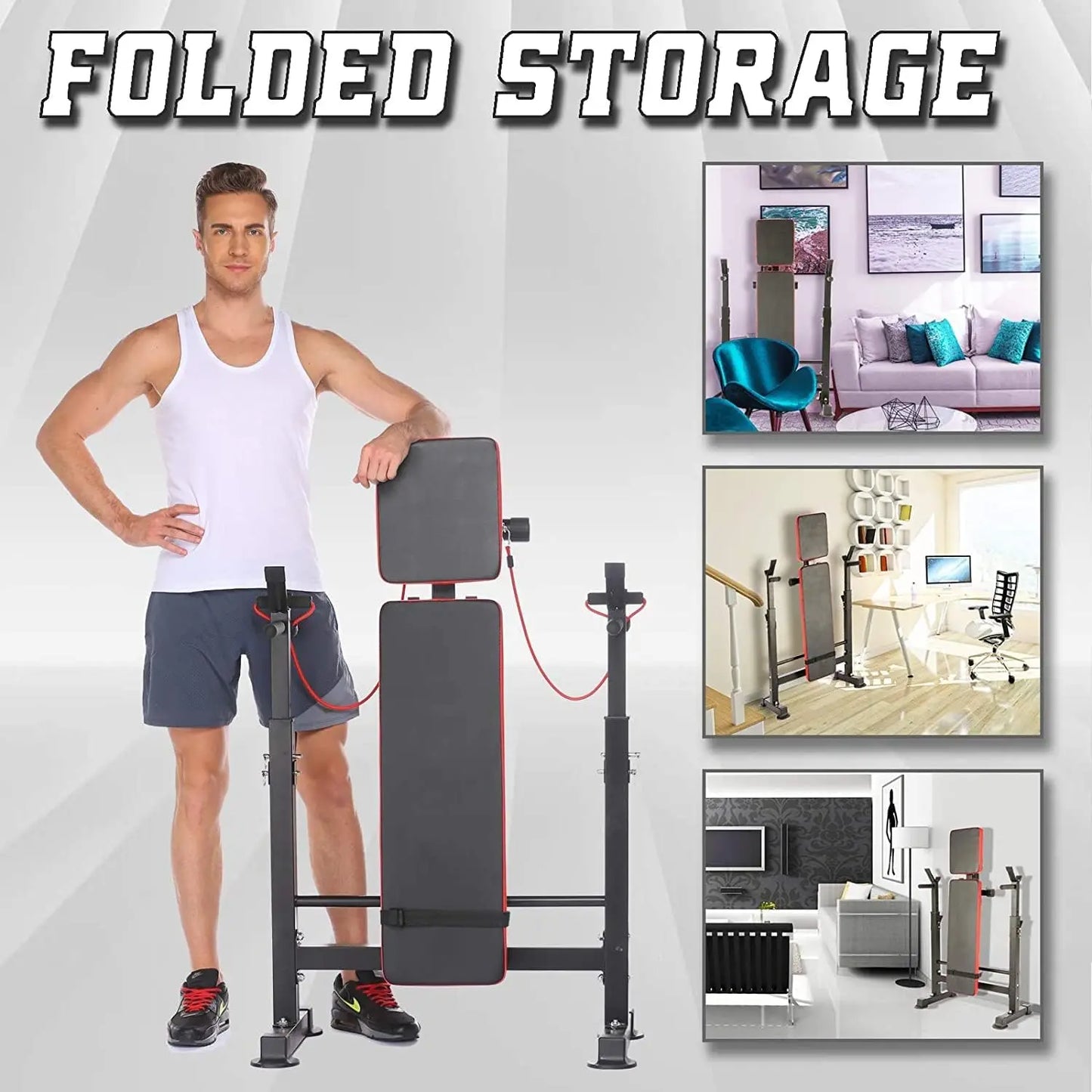 600lbs 6 in 1 Weight Bench Set with Squat Rack Adjustable Workout.