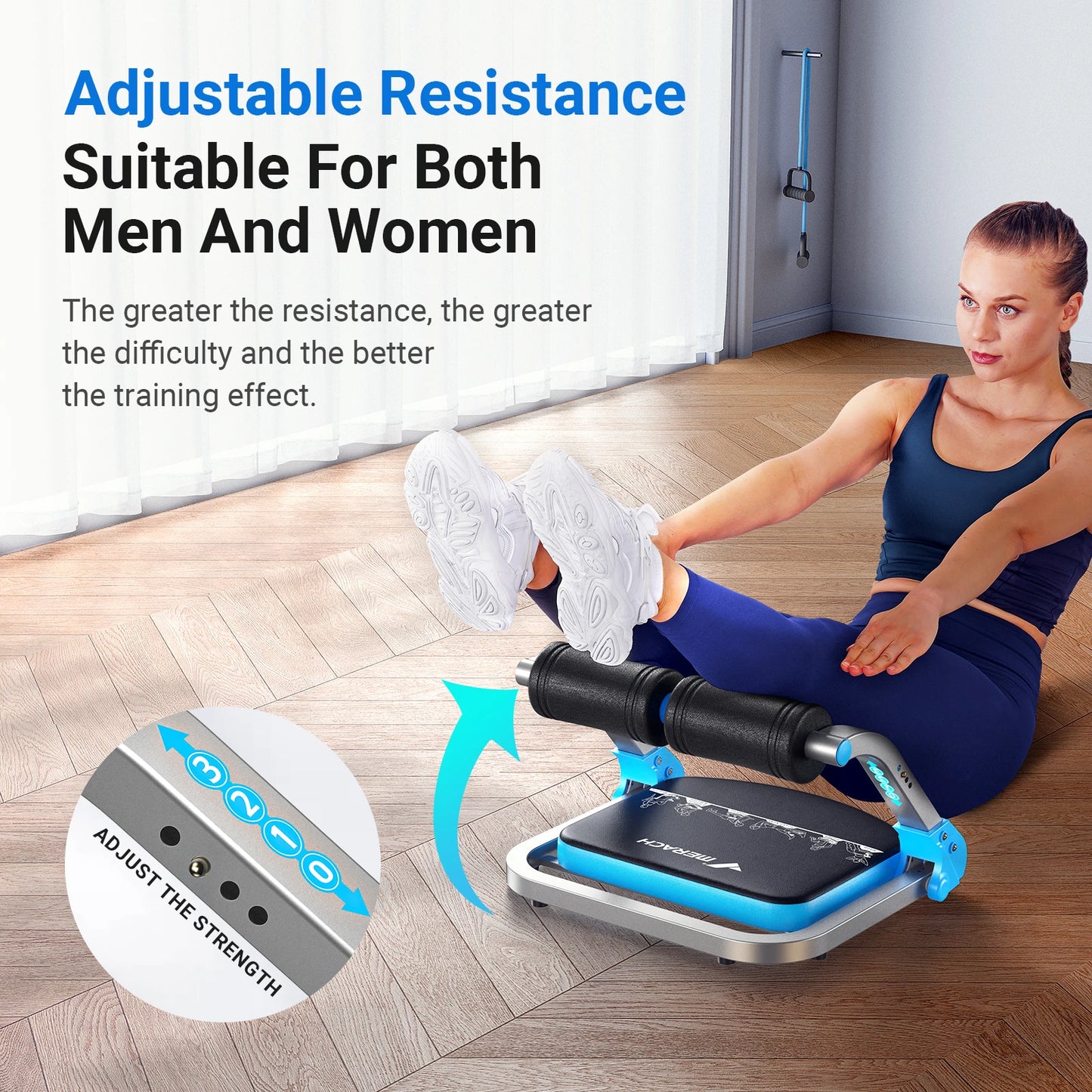 MERACH Ab Machine for Stomach Workout with 3 Adjustable Resistance & Automatic Rebound Sit Up.
