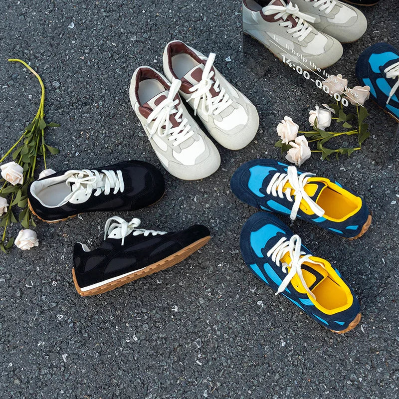 Genuine Leather Retro Training Sneakers For  Women & Men.