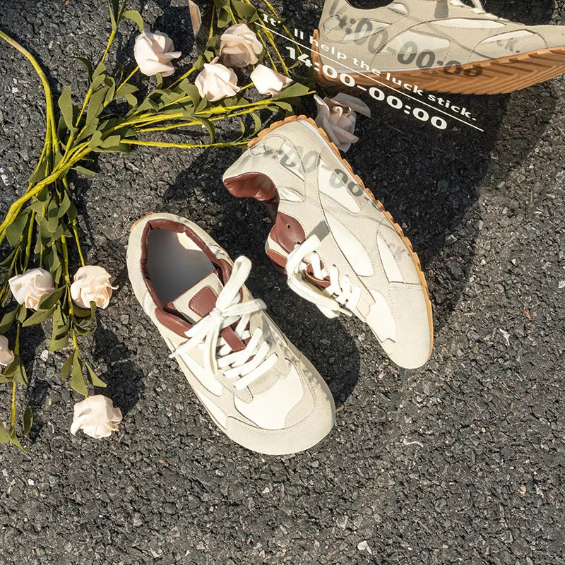 Genuine Leather Retro Training Sneakers For  Women & Men.