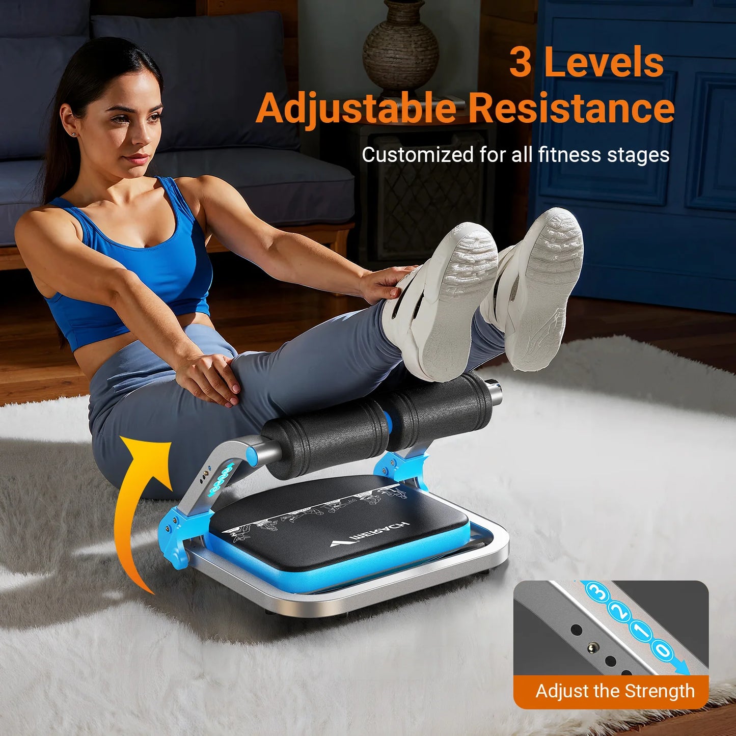 MERACH Ab Machine for Stomach Workout with 3 Adjustable Resistance & Automatic Rebound Sit Up.