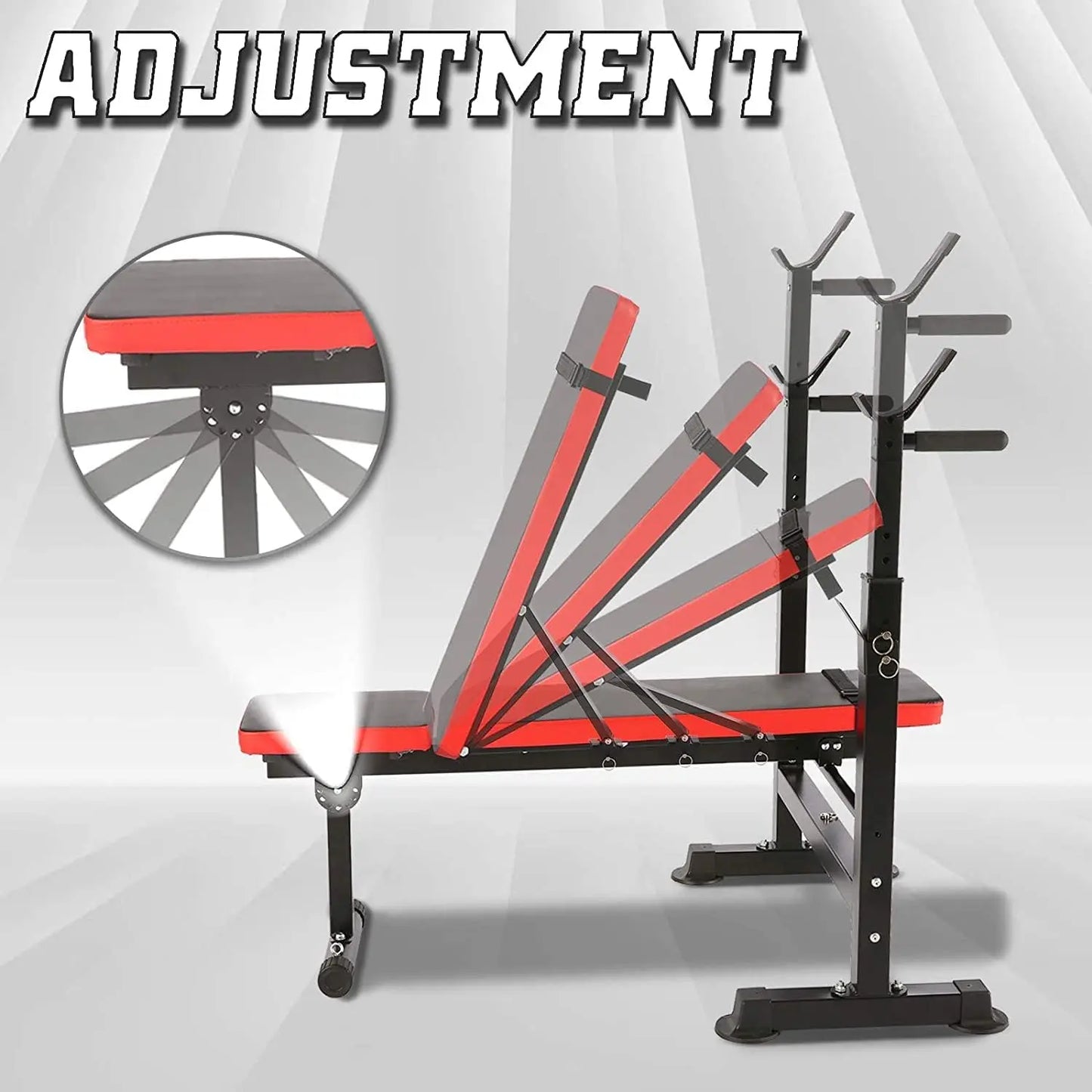 600lbs 6 in 1 Weight Bench Set with Squat Rack Adjustable Workout.