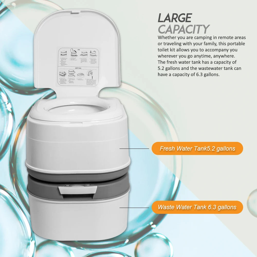 Leak- Proof Portable Toilet  For Camping  With Handle Pumping.
