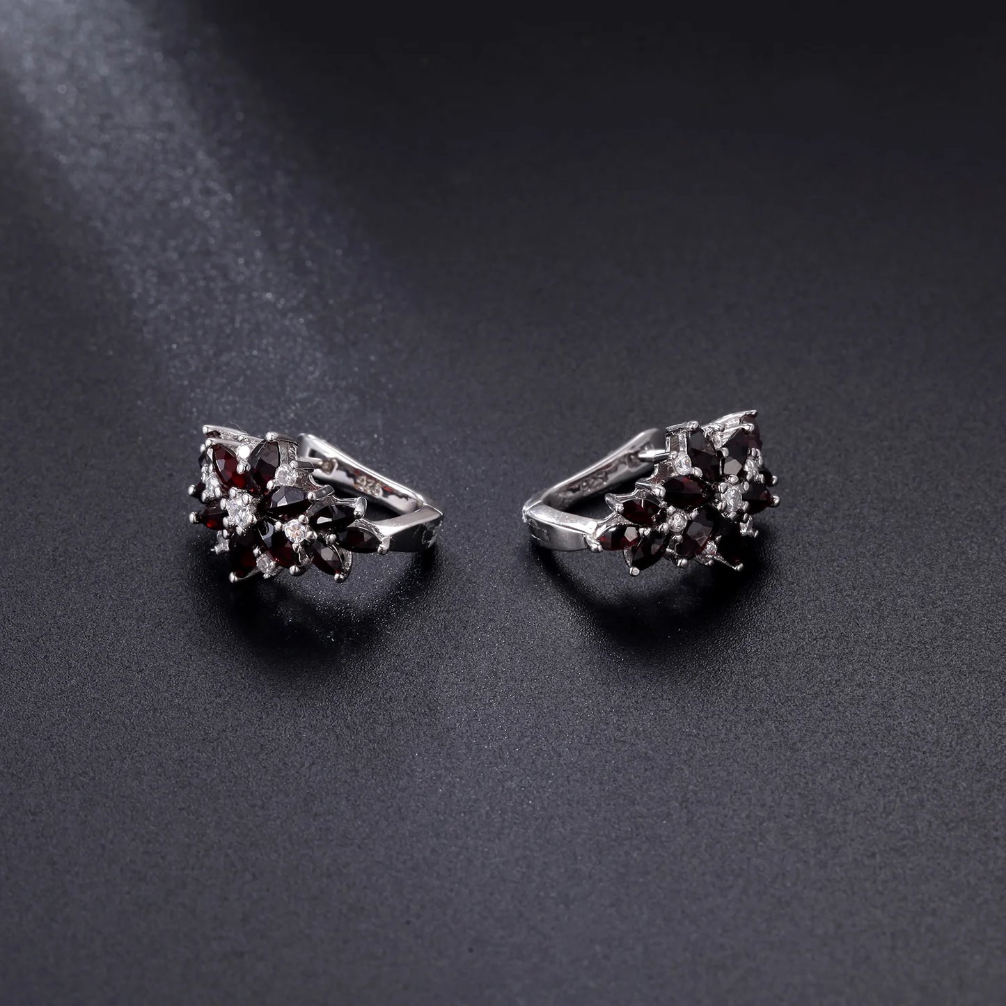 Sterling natural black Garnet  earrings .