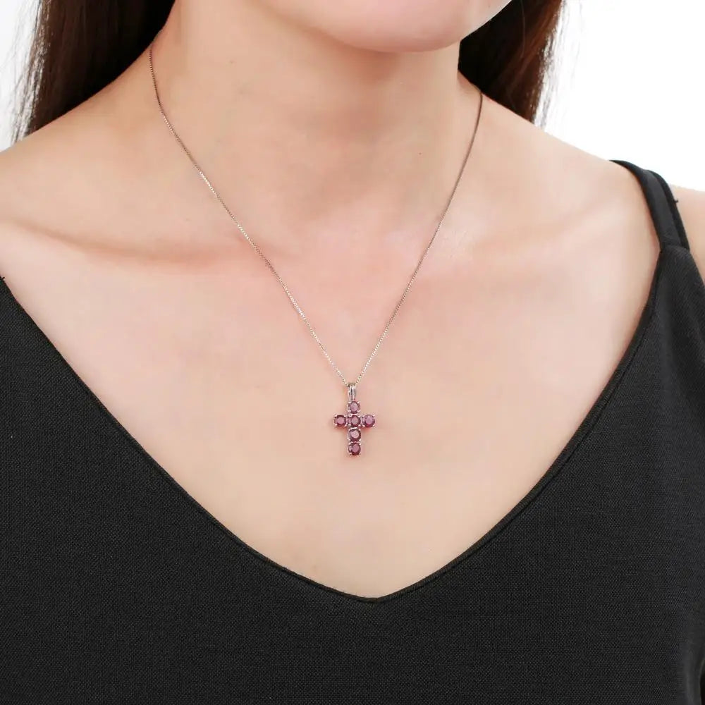 Swiss Blue Topaz  Gemstone Cross Pendant Necklaces for Women .