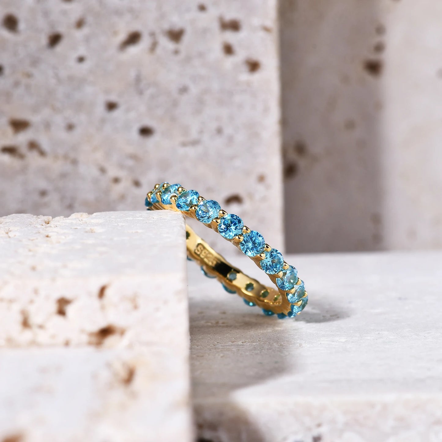 Silver 18K Gold-filled Gemstone Eternity Band.