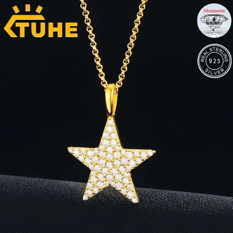 Top Quality Moissanite Star Pendant  with Necklace .