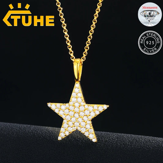 Top Quality Moissanite Star Pendant  with Necklace .
