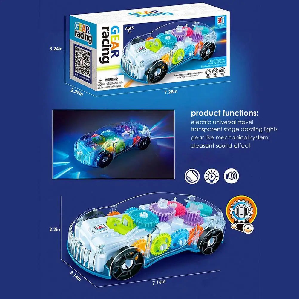 Kids Flashing Transparent  Racing Car.