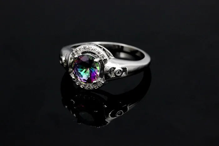 Uloveido Mystic Topaz Colorful Cubic Zirconia Rings for Women .