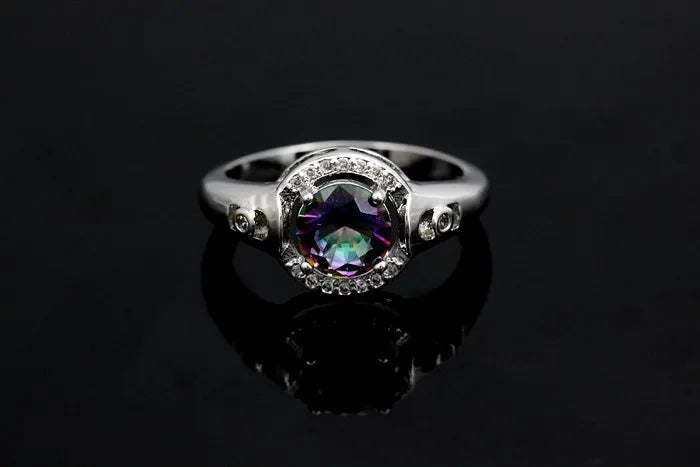 Uloveido Mystic Topaz Colorful Cubic Zirconia Rings for Women .