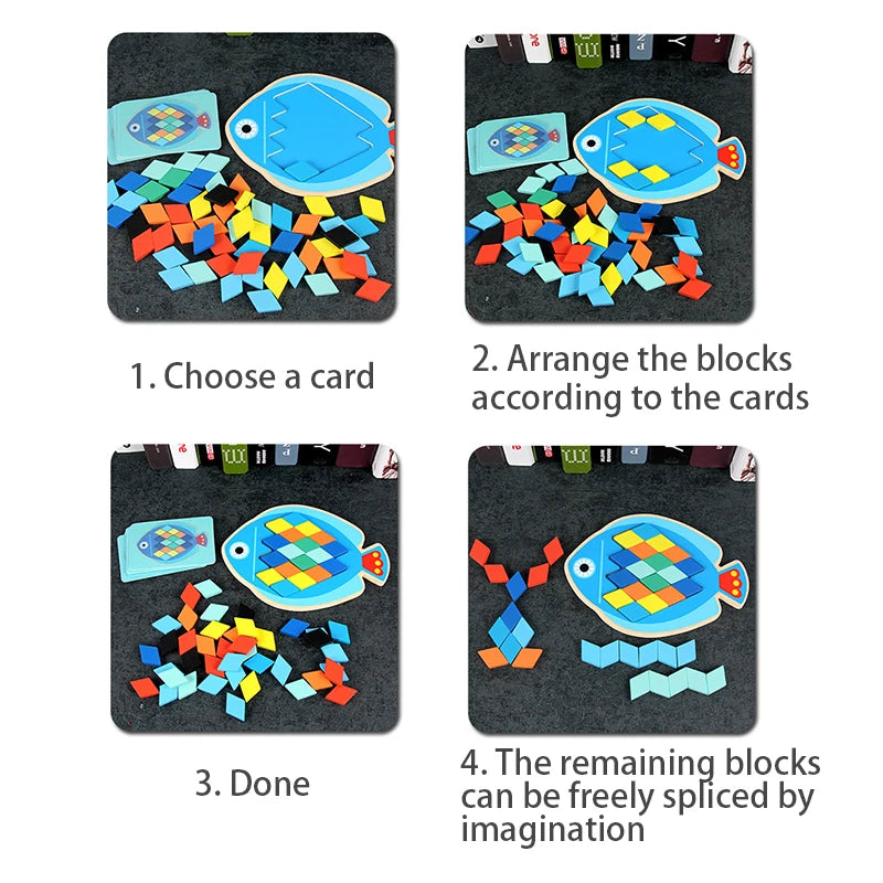 Montessori owl or fish color matching jigsaw boards .