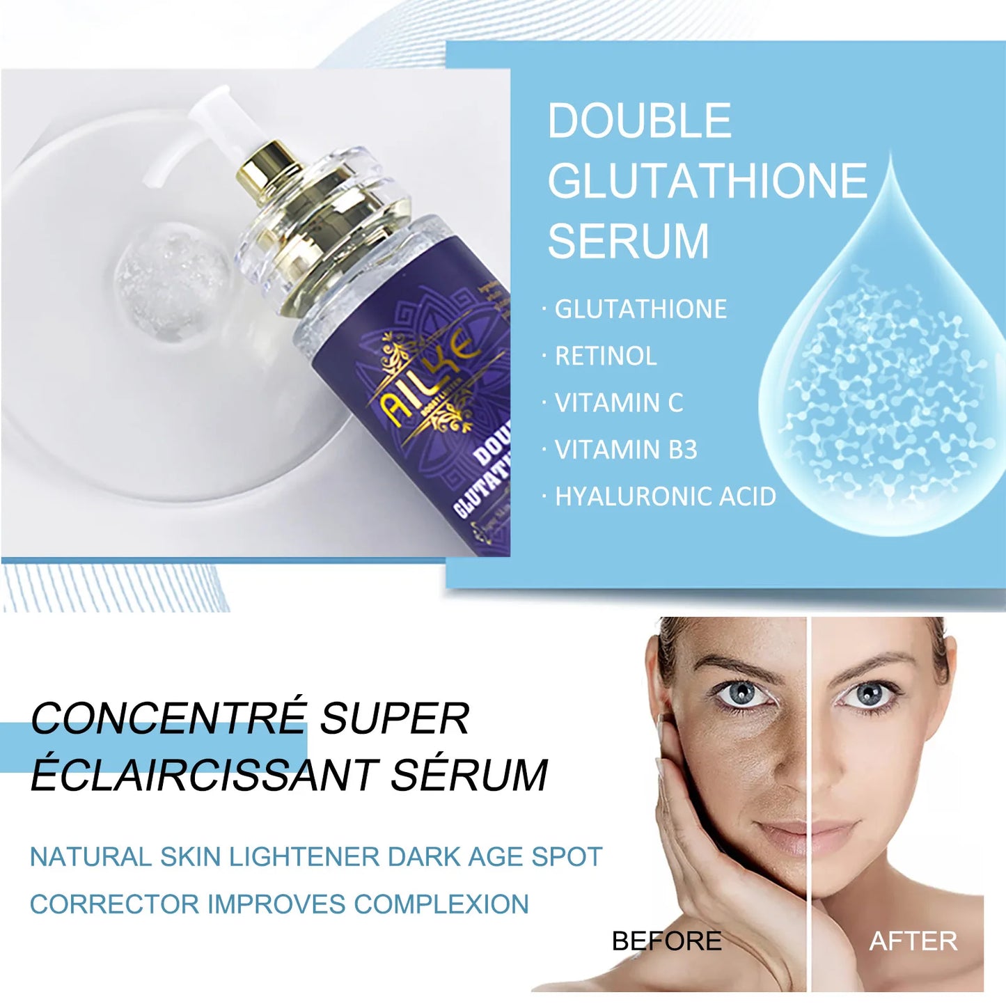 AILKE Bleaching Skin Care  With Double Glutathione.