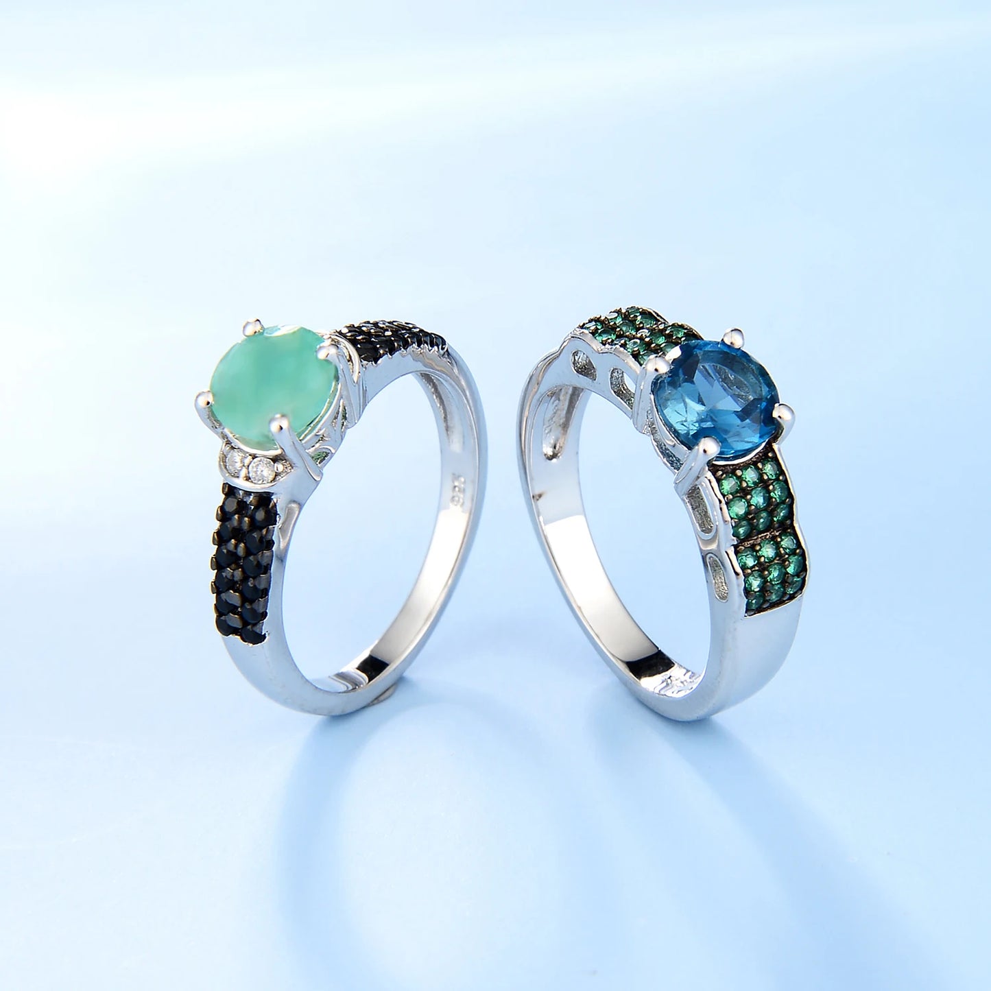 Natural Emerald  Pave Style Ring For Women.