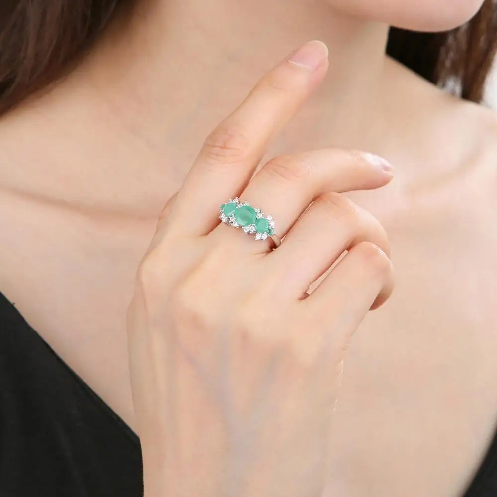 Blue Topaz Emerald Birthstone Rings For Women.