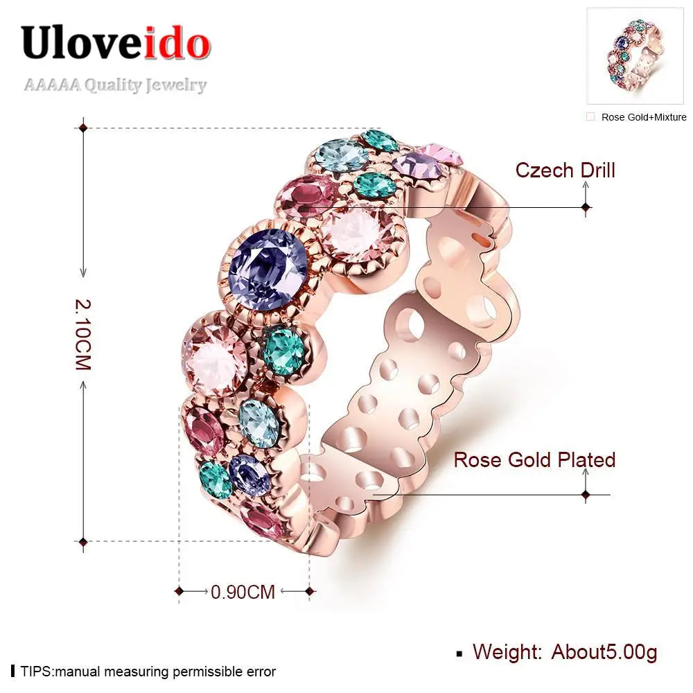 Uloveido  Cubic Zirconia Silver Color Mystic  Ring.