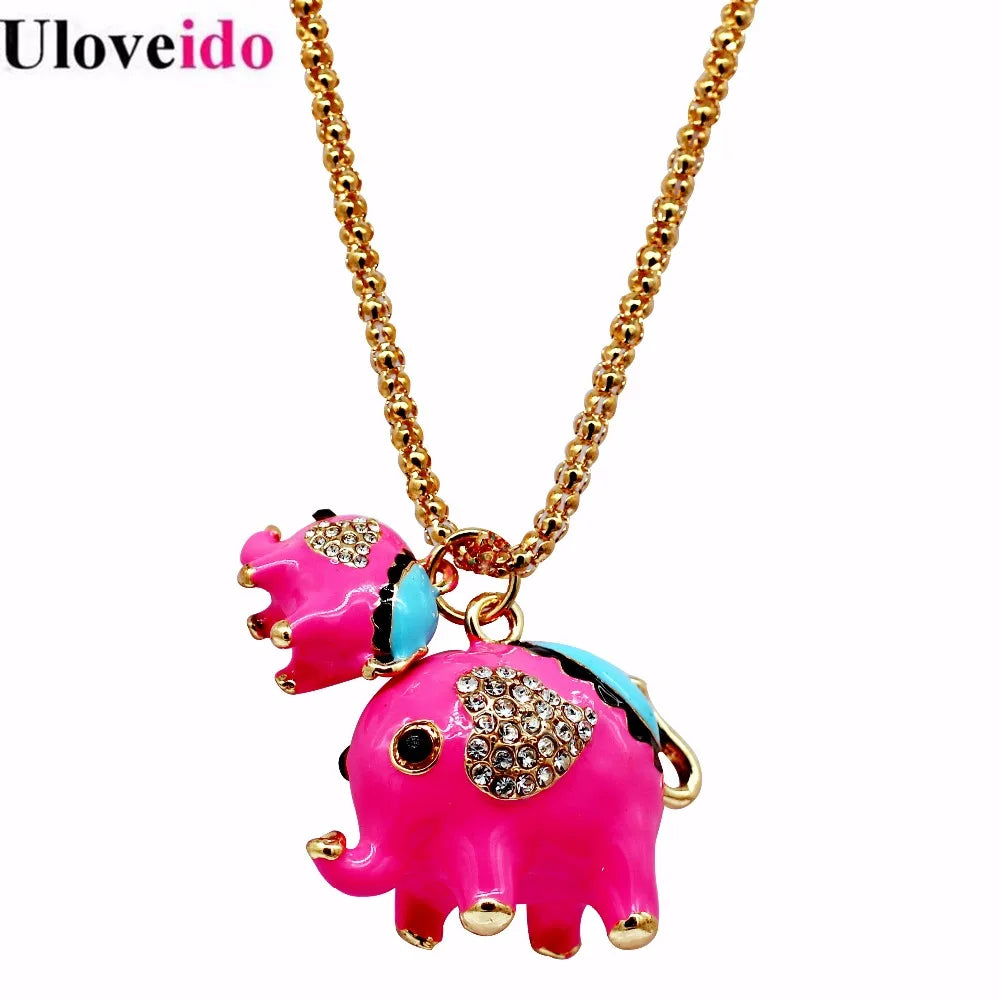 Uloveido Good Luck  Elephant Necklace Pendant For Kids and Women.