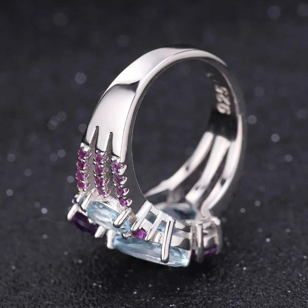 Sky Blue Topaz and Amethyst Ring.