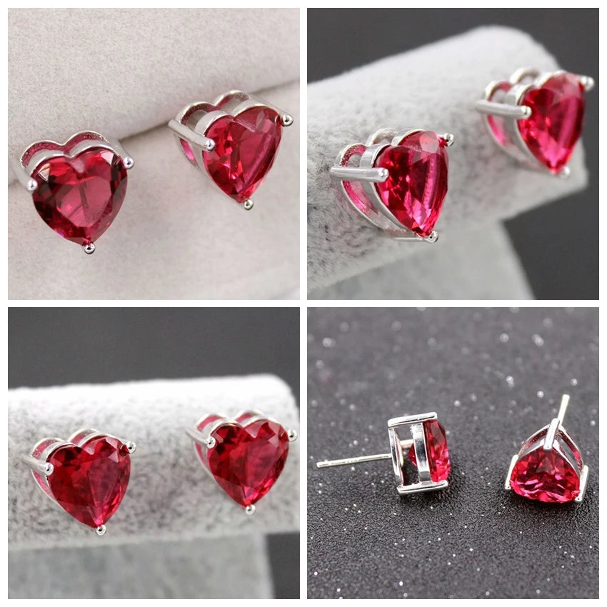 Uloveido Rhinestone Heart Stud Earrings  For Women .